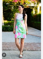 Lilly Pulitzer Pearl Shift Dress Carly cotton halter dress beachy resort Size 10