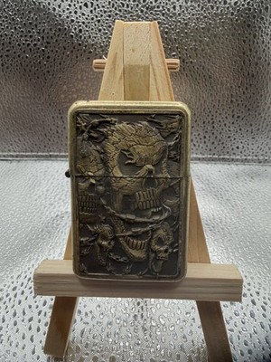 STAR 903 M Series Skull Windproof Lighter Brass Finish 2021 Refillable