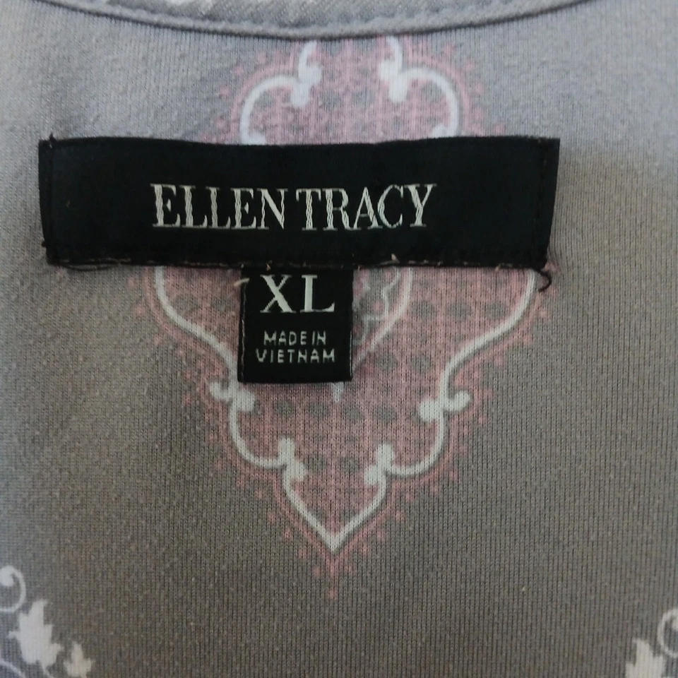 Camisón Ellen Tracy Gris/Rosa Tejido Suave Sin Mangas Talla XL Hasta la Rodilla Usado en Excelente Condición Foto 2 de 4