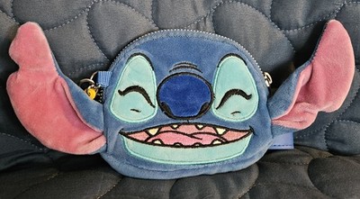 Disney Bioworld Stitch figural smiling face zipper coin purse wrist wallet BNWT