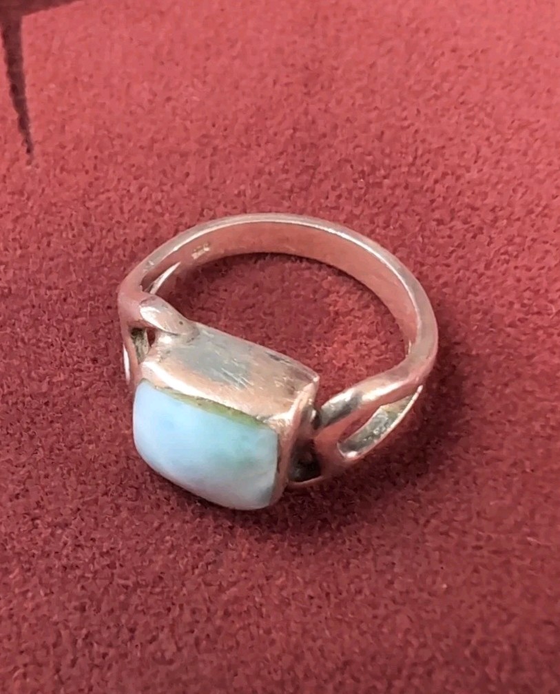 Beautiful Larimar Stone 925 Solid Silver Bezel St… - image 6