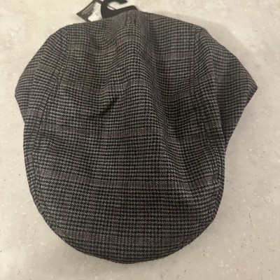 Marks & Spencer Men's Wool Blend Houndstooth Flat Cap Driving Hat Large Black