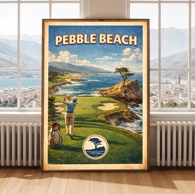 Pebble Beach California Golf Travel Poster Wall Art Print