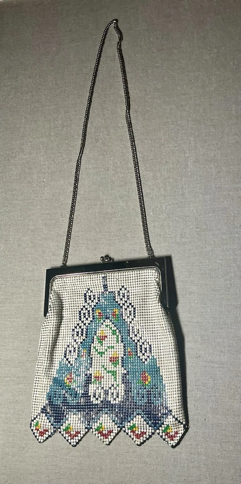 Antique Whiting Davis Art Nouveau Mesh Evening Purse Flapper Girl Chainmail - Image 2 of 4