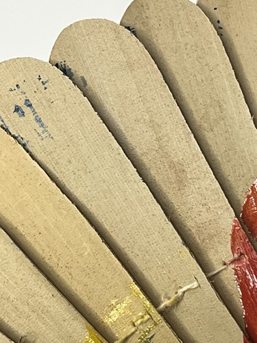 Vintage Hand made and painted bamboo circular hand fan - Picture 10 of 15