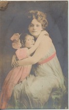 BEAUTIFUL VINTAGE COLOR POSTCARD MOTHER   DAUGHTER 