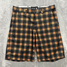 Tattoo Golf Shorts Mens Size 32 Black Orange Plaid Performance Casual Outdoors