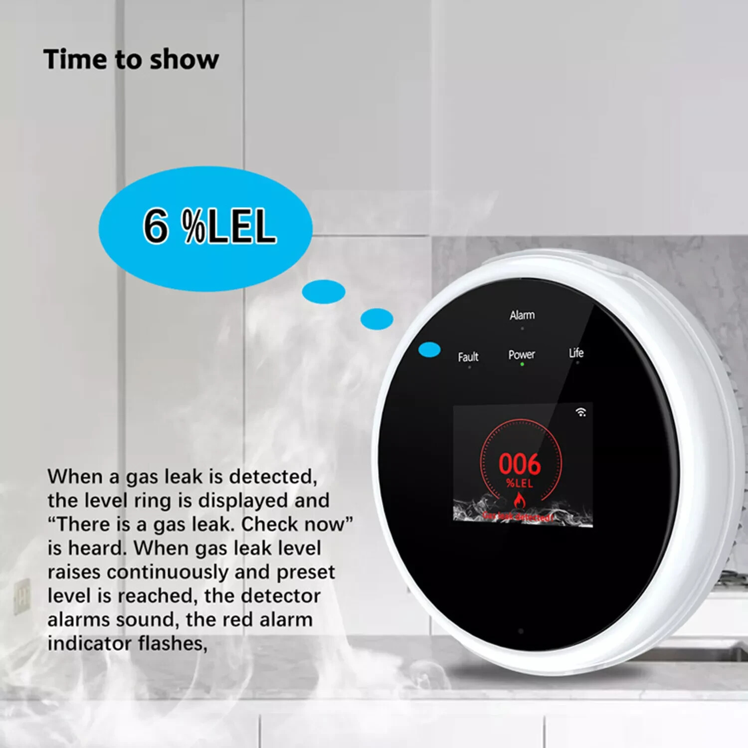 WIFI Smart Natural Gas Alarm Sensor Gas Leak Detector - Tuya APP Control