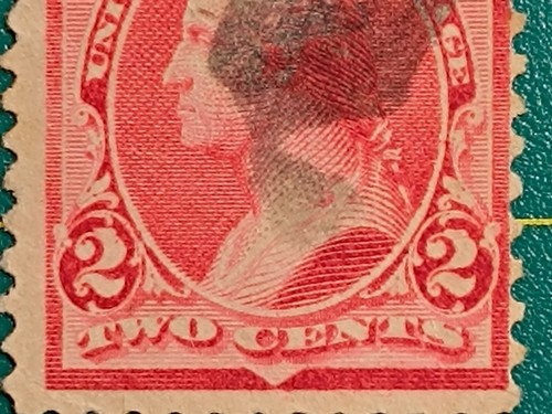 US Stamp 1890, Washington 2c A61, 220c CAP on both "2", RARE - Picture 3 of 6