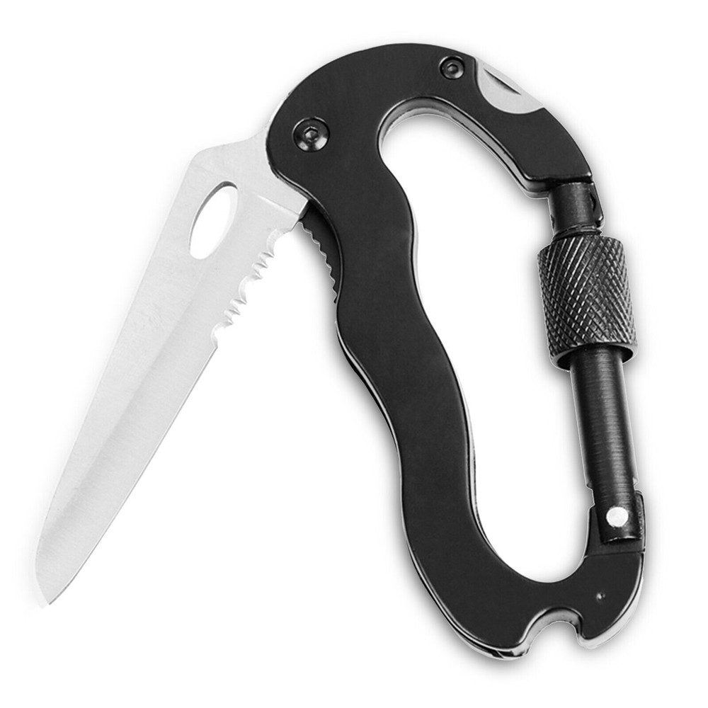17-in-1 Multi-Tool Carabiner with Knife Screwdriver and Bottle Opener for Hiking Camping  
