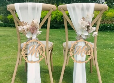 Hochzeitsdekoration Für Braut und Bräutigam, Mr & Mrs Holzschild für Stühle