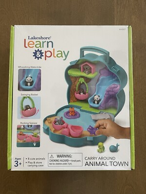 Lakeshore Learn & Play Carry Around Animal Town. Ages 3+ 8 Animals. Play & Store