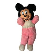 Vtg Disney Plush Baby Minnie Mouse Pink Rubber Face Stuffed 13" Disney Japan