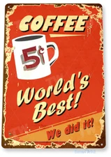 World's Best Coffee Sign Coffee Shop Metal Sign Decor Kitchen Tin Sign D268