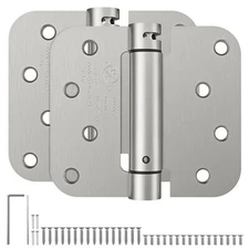 Self Closing Door Hinges, Spring Loaded Hinges 4 Inch, Brushed Nickel, 2 Pack