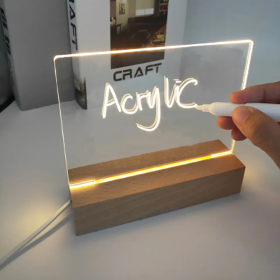 LED 3D Erasable Writing Message Tablet Board, Fun for Doodles, Night Light + Pen