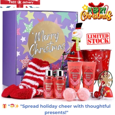 BODY & EARTH Christmas Gift Bath Set Gift For Women 9 Pcs with Shower Gel, Body Lotion, Handc