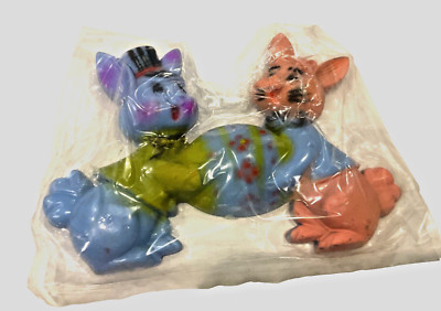 VTG Large Double Hard Plastic Easter Bunny Rabbits Toppers Cake Decorations#3