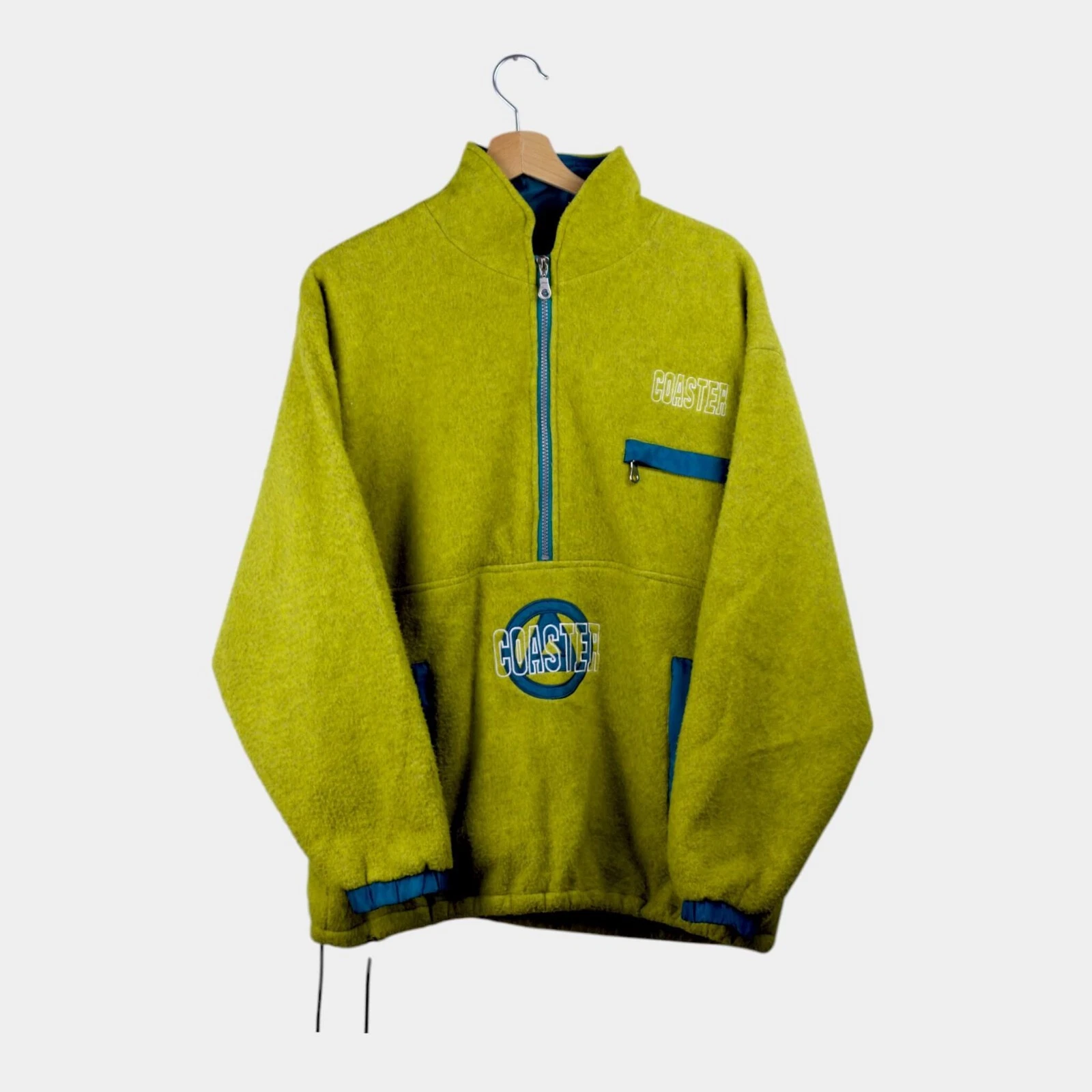 Vintage Coaster 90's Fleece Pullover Green 1/4 Mens S Small USA