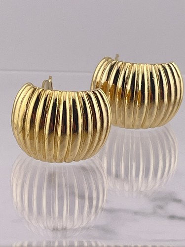 Vintage D&G Chubby Hoops Clip On Earrings Ribbed Gold Tone Dolce & Gabbana - Picture 13 of 24