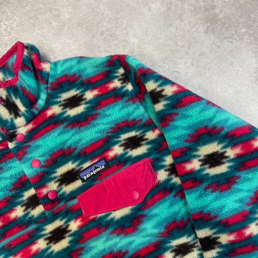 Patagonia Snap T Fleece Mens XS Aztec Synchilla FA15 Wild Desert Jumper, Green image 4