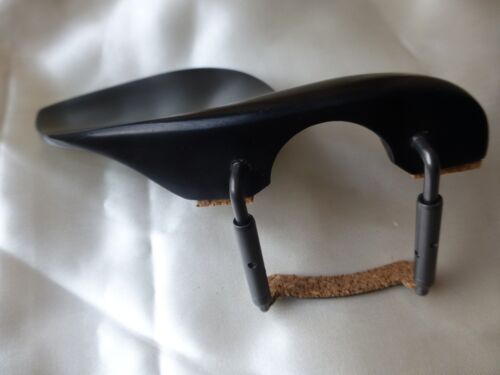 EBONY VIOLIN CHIN REST WITH TITANIUM ALLOY CORKED CLAMP, 4/4, UK SELLER! - Afbeelding 1 van 3