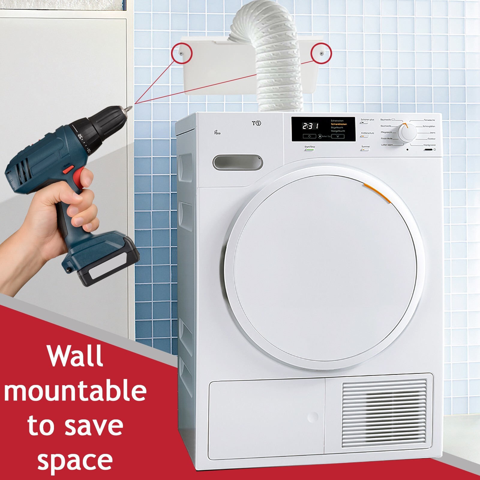 Vent Kit for BUSH TDV6B TDV6S TDV6W Tumble Dryer Condenser Box 1.25m Hose Set eBay