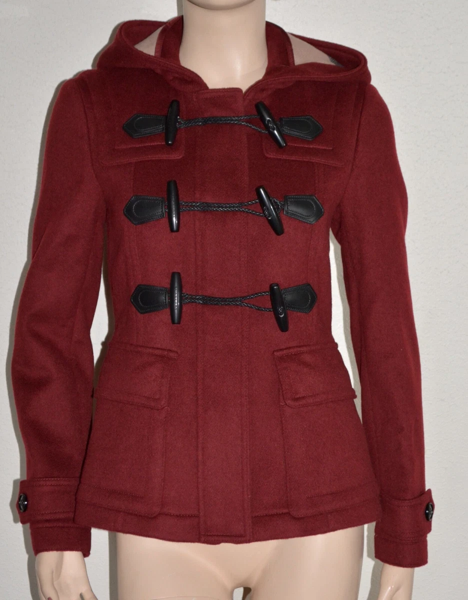 NWT BURBERRY WOMENS BLACKWELL SHORT WOOL DUFFLE COAT SZ US 2 EU 36