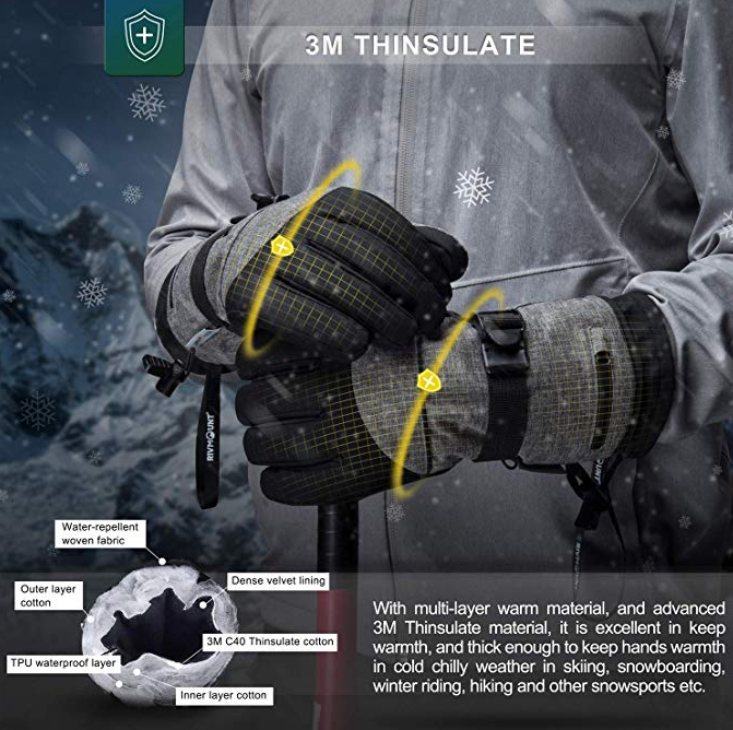 RIVMOUNT Winter Ski Gloves Thinsulate M Keep Warm Waterproof SZ S NEW