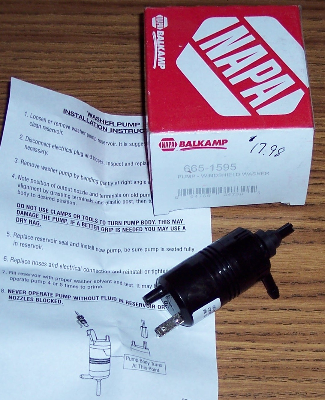 NAPA 6651595, WINDSHIELD Washer Pump NIP eBay