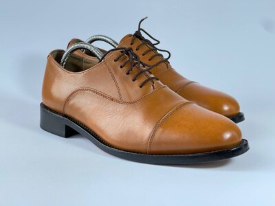 Samuel Windsor Brown Leather Formal Lace Up Cap Toe Business Dress Shoes UK 8