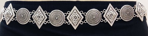 Tribal Fusion Belly Dance Kuchi Tie Belt Medallion Tassels Skirt Costume Jewelry - Picture 1 of 6