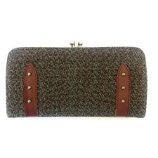 Baronet Brown Green Knit Wallet Clutch Billfold Organizer Vintage