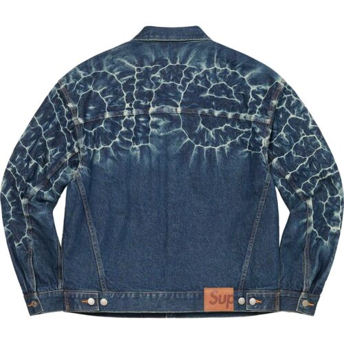 Supreme Shibori Denim Trucker Jacket Rigid Indigo Blue Size XL Brand New IN  HAND