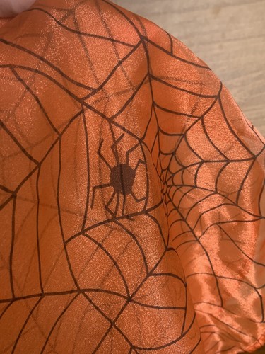 VTG Golden Holidays Sparkle Orange Black Spider Webs Halloween Table Runner - Picture 8 of 14