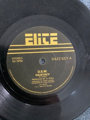 D.S.M.  Destiny .   7 single. 1986. Elite records VG+