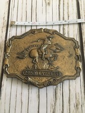Vintage Since 1852-1902 Pony Express Horse Cowboy Metal Belt Buckle Rare
