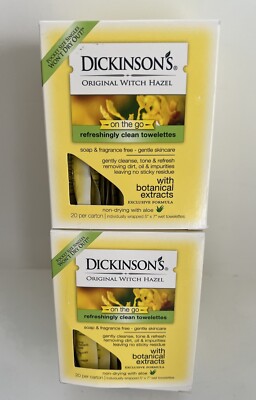 2X Dickinson's Original Witch Hazel Singles Clean Cloths  Towelettes 20 ct ea