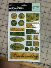 Christine Adolph 3-D Epoxy Sticker Sheet (19) Pcs scrapbooking Beach Theme Shell