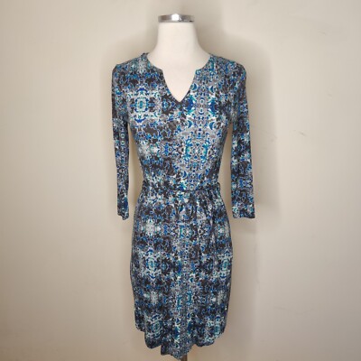 Cynthia Rowley Dress Women's XS Stretch Knit Abstract Belted