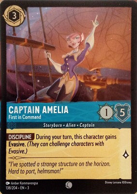 138/204 CAPTAIN AMELIA FIRST IN COMMAND INKLANDS FOIL COMMON DISNEY LORCANA CARD