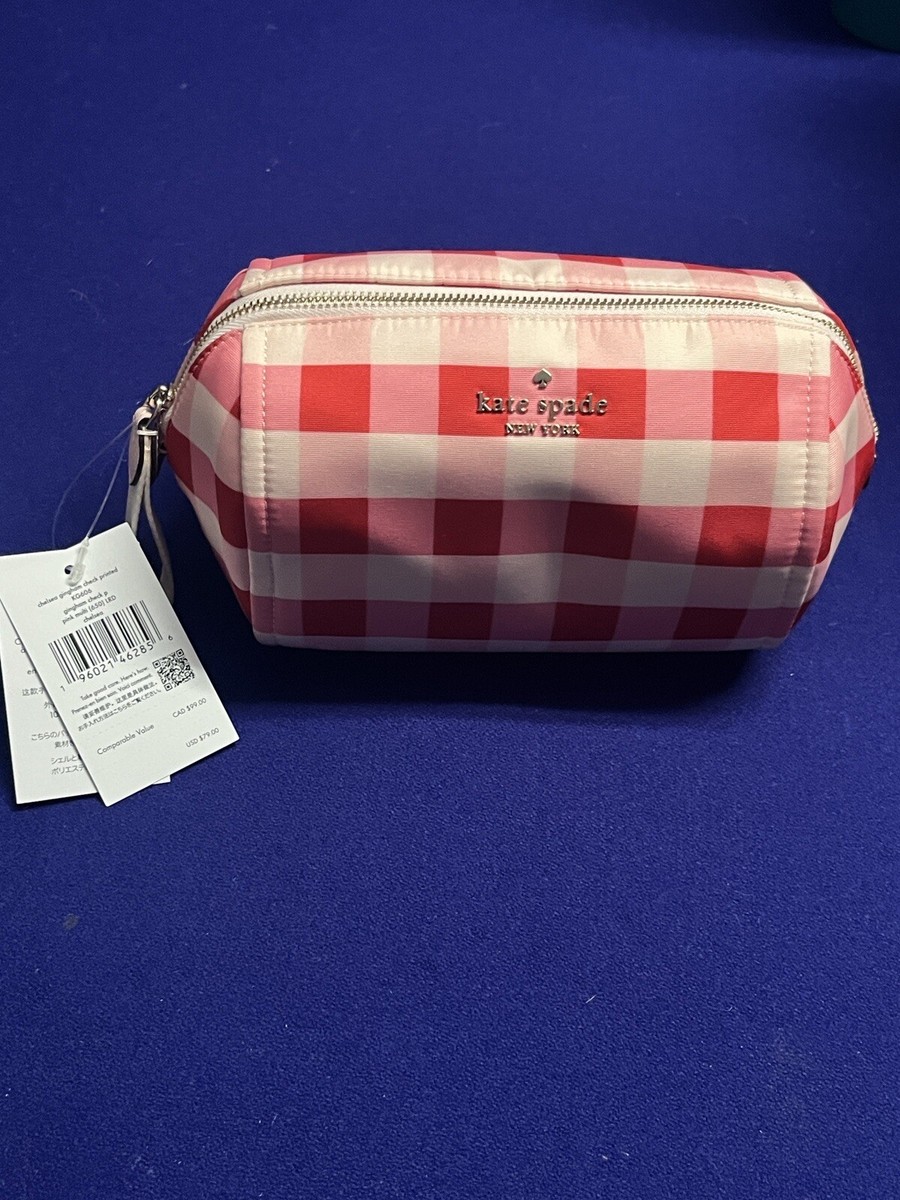 KATE SPADE KG606 Chelsea Gingham Medium Cosmetic Case NEW | eBay