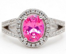 2CT Treated Pink Sapphire  Topaz 925 Solid Sterling Silver Ring Sz 9 IB1-7