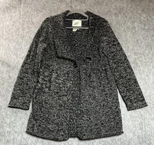 Nurture Sweater Womens Medium Black White Button Cardigan Wool Blend Angora Cozy