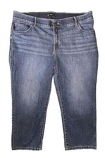 Lee Women's Capri Jeans Regular Fit Dark Wash Faded Mid Rise 20 W