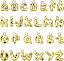26Pcs Letter Charms, Initial Letter Charm for Jewelry Making, Gold A-Z Alphabet
