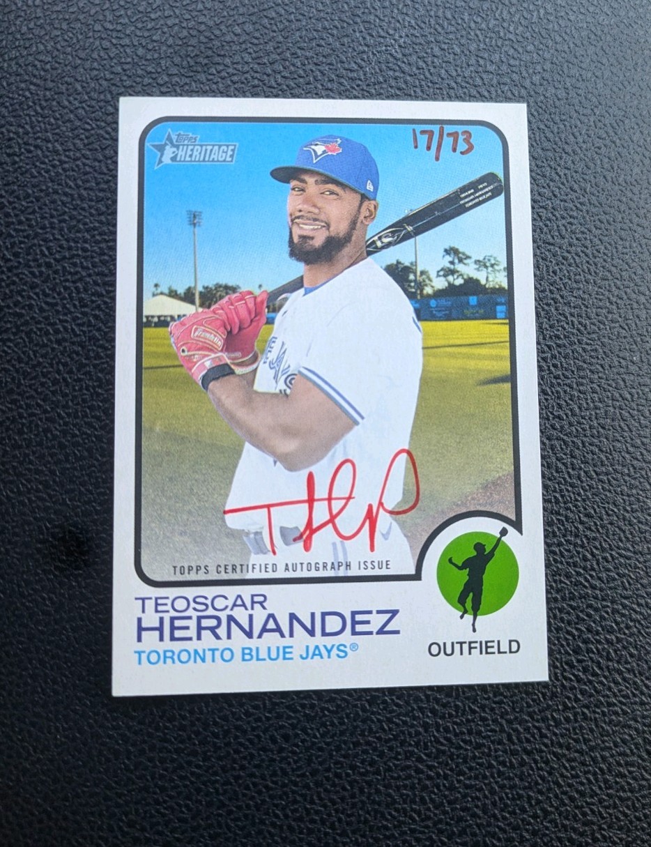 2022 Topps Heritage Teoscar Hernandez Real One Auto Special Edition Red Ink #/73