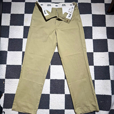 Dickies 874 Original Fit Men's Work Pants Beige 34x32 Twill Poly/Cotton