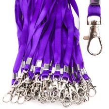 Lanyards 50 Pcs Bulk Lanyard for Id Badges Flat Purple Lanyard with Badge Cli...
