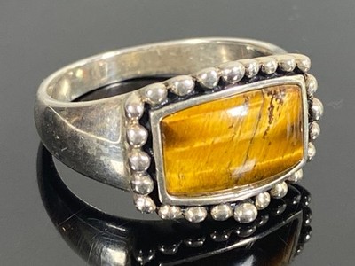 STERLING SILVER 925 Tiger's Eye Ring Size 9 Thailand 5.9g